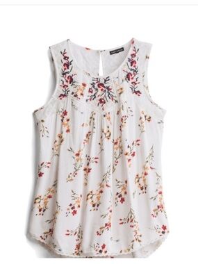 Tempesta Embroidered Floral White Lace-Trim blouse tank